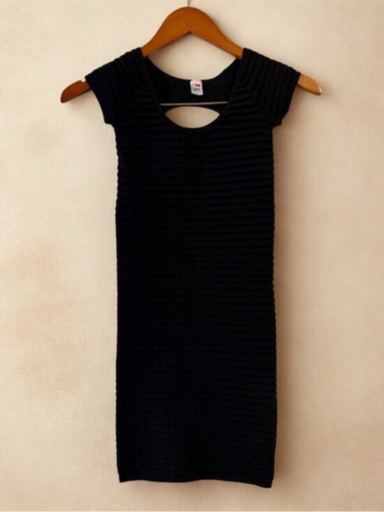 Dresses & Skirts - Y2K Style Bodycon Black Ribbed Mini Dress